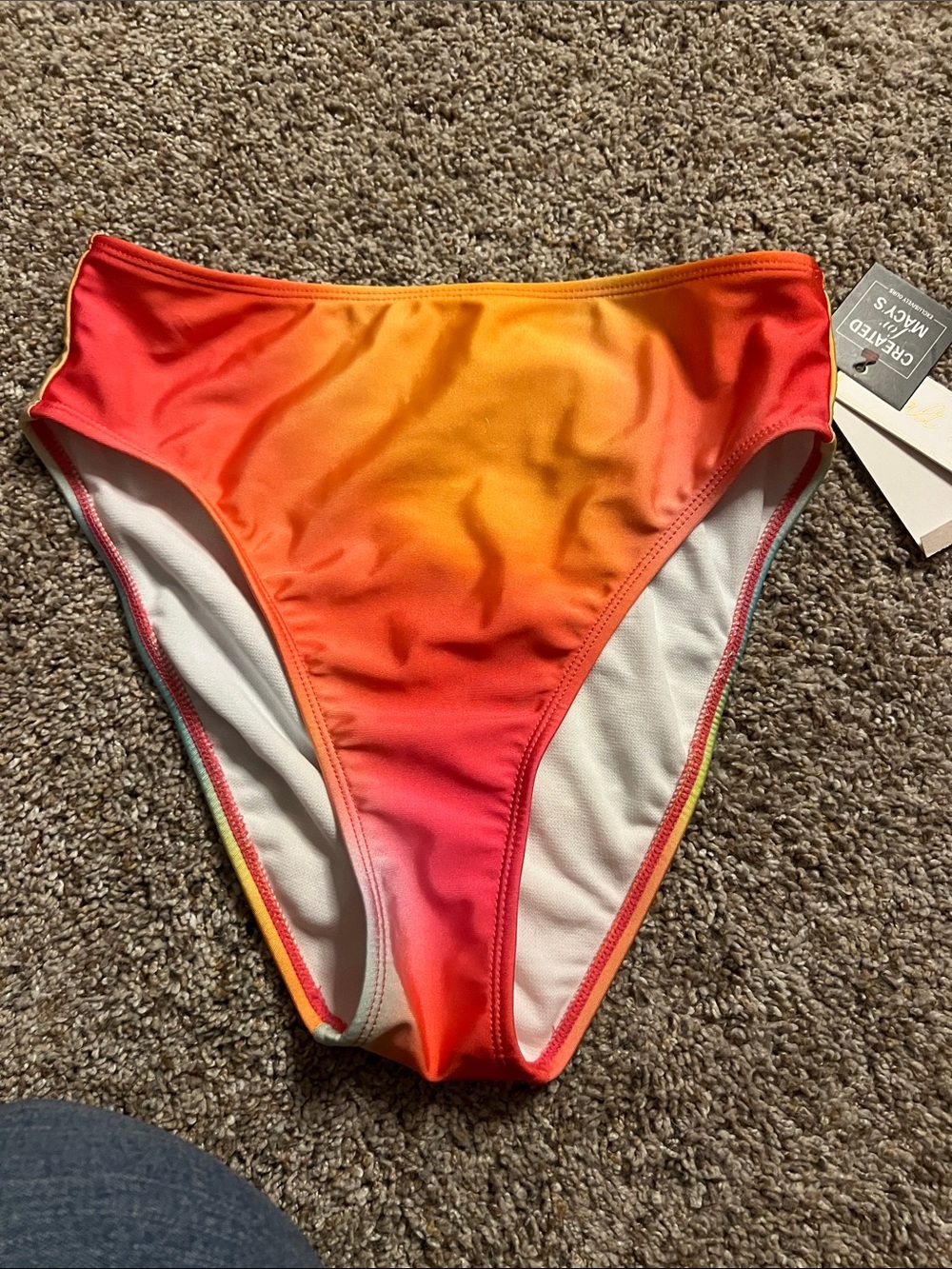 Salt + Cove Sunset Gradient High-Cut Bikini Bottom - Orange & Pink